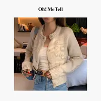 Oh！Me Tell【宋慧乔同款】重工立体花朵圆领长袖毛衣针织开衫外套女