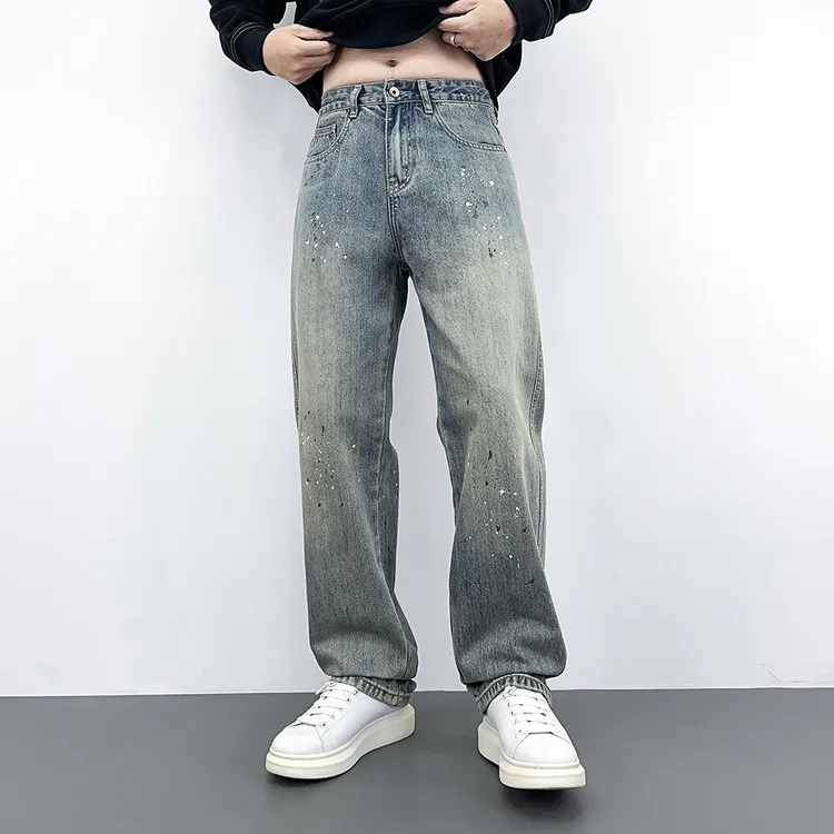 推荐直筒牛仔裤男款爆款2025新款春秋痞帅美式潮牌宽松休闲长裤子