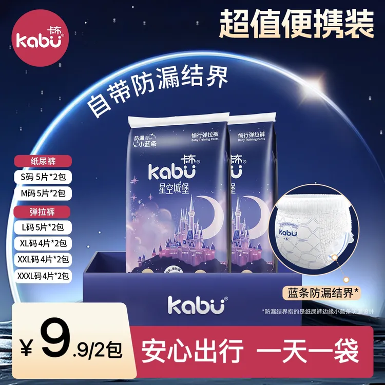 【大牌试用】卡布星空城堡亲肤防漏纸尿裤透气尿不湿纸尿裤便携装商品图