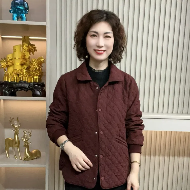 妈妈装流行时尚潮牌女装宽松冬秋装加绒外套休闲百搭大码老年潮牌