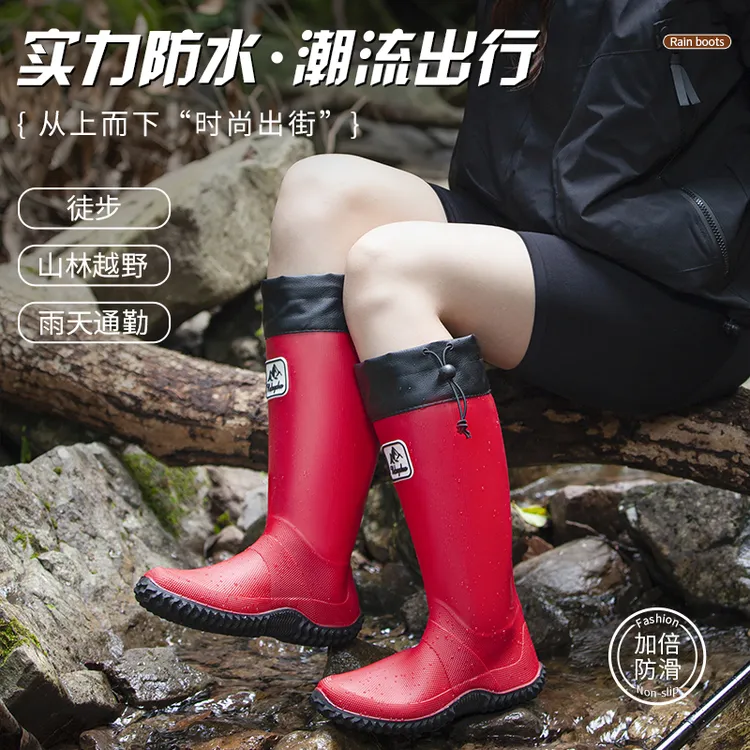 透气防水薄款长筒防滑轻便雨鞋潮流雨靴徒步靴子中高儿童雨鞋女童
