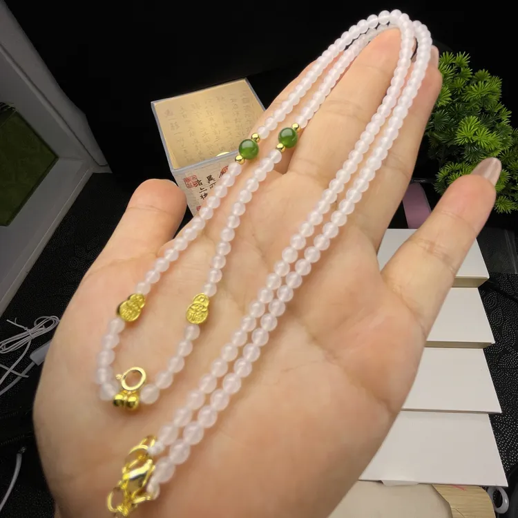 和田玉白冰起光百搭万能链 女士