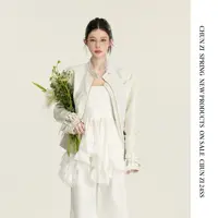 【CHUN ZI】复古立领PU皮衣夹克女春季小众设计感辣妹机车外套