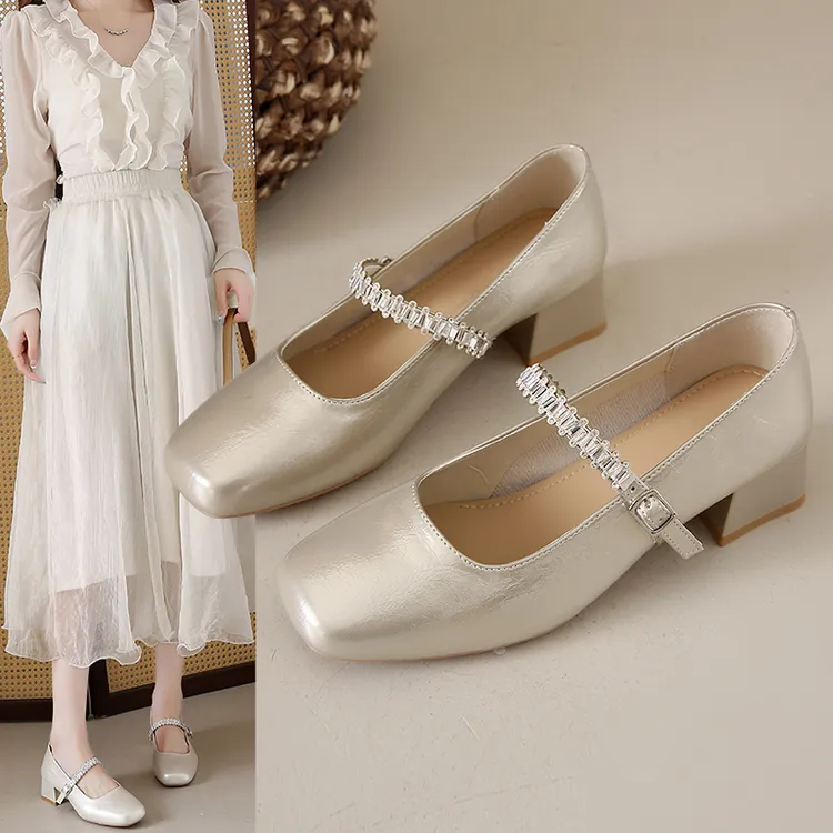 2025春夏新款网红爆款方头浅口软皮单鞋简约洋气百搭237-5