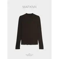 MAFKNN/玛肯时尚休闲简约纯色百搭舒适女士内搭长袖上衣MK13207