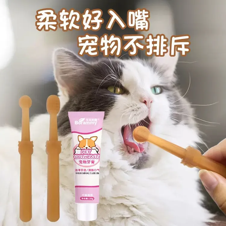 猫猫狗狗宠物牙刷套装牙膏养宠装备硅胶猫咪猫狗牙刷牙猫犬通用
