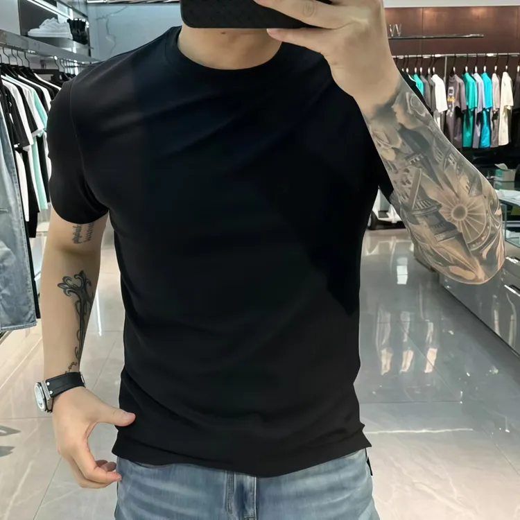 男士纯色短袖T恤运动透气夏季潮流简约时尚休闲百搭修身圆领半袖