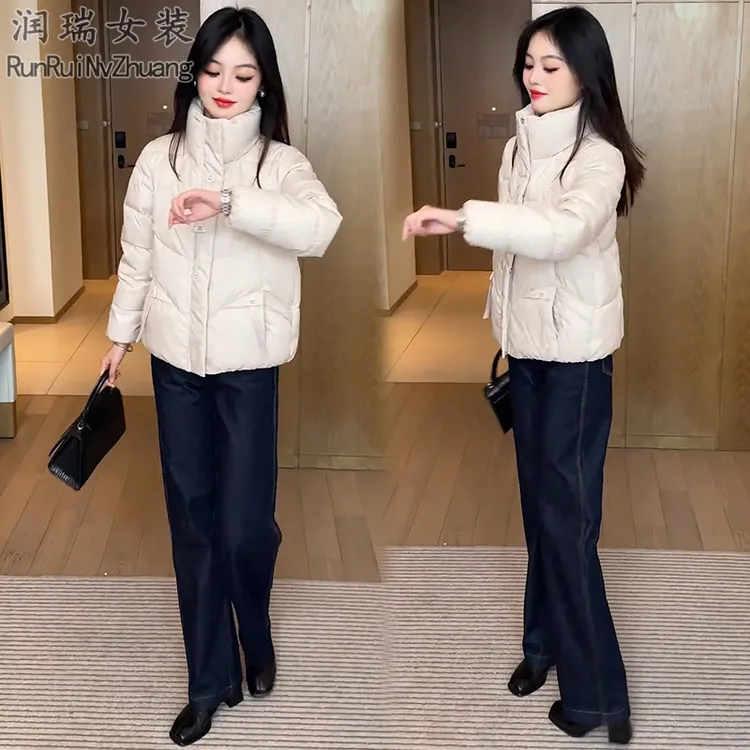短款立领纯色棉服女2025冬季新款小个子百搭洋气减龄保暖棉袄通勤