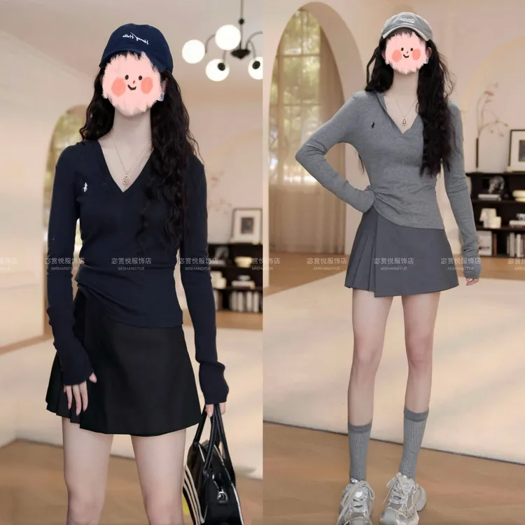 秋冬穿搭一整套女装洋气休闲装连帽T恤+百褶裙裤两件套新款爆款
