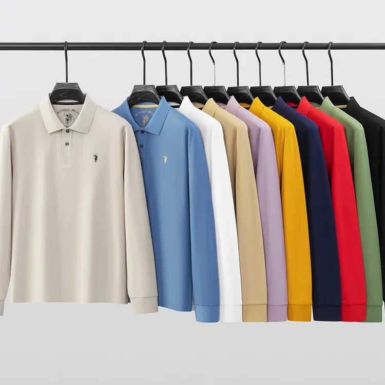 保罗正品100%丝光棉 秋季男士polo衫卫衣轻商务休闲男生长袖翻领