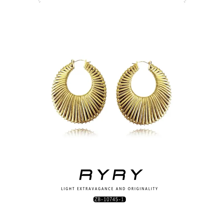 RYRY 铜合金耳饰 欧美复古夸张手工编质耳环时髦气质百搭耳圈女