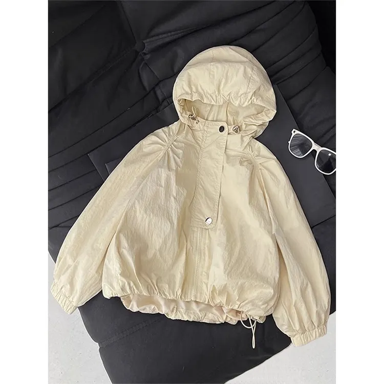 女童花苞连帽外套春秋2025新款潮儿童休闲春装女孩拉链衫上衣洋气