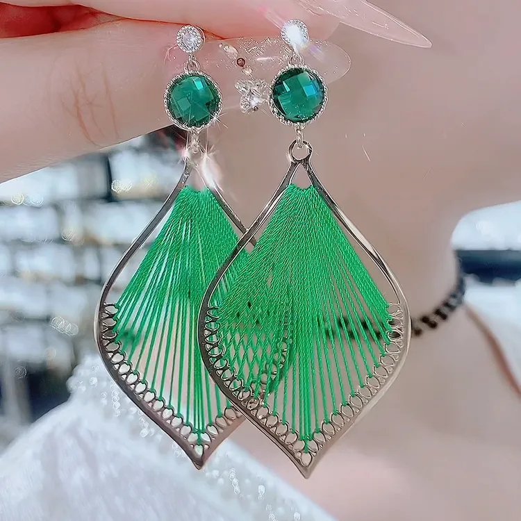 铜合金亚克力耳饰 大气278-复古轻奢孔雀翎时尚洋气超闪个性耳环