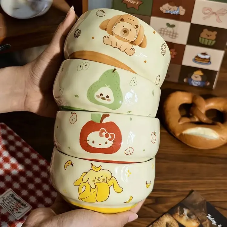 水果卡通ins餐具饭碗家用少女陶瓷甜品高颜值釉下彩好看可爱潮流