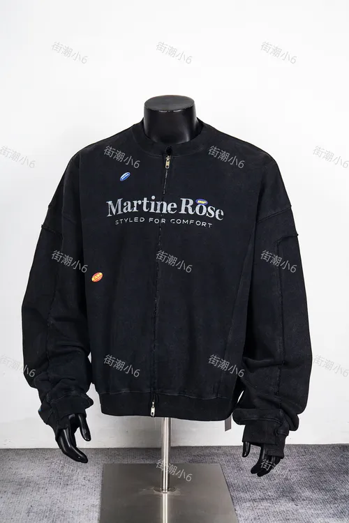 MartineR SS25 logo水洗解构拼接做旧贴纸涂鸦印花拉链男女外套