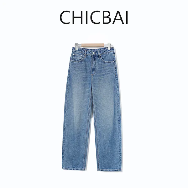 CHICBAI 本源蓝午后云絮全棉呼吸感直筒宝藏牛仔裤