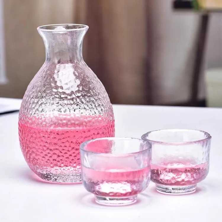 日式锤纹玻璃清酒壶酒具女生酒杯冰梅酒果酒杯白酒杯米酒小酒杯子
