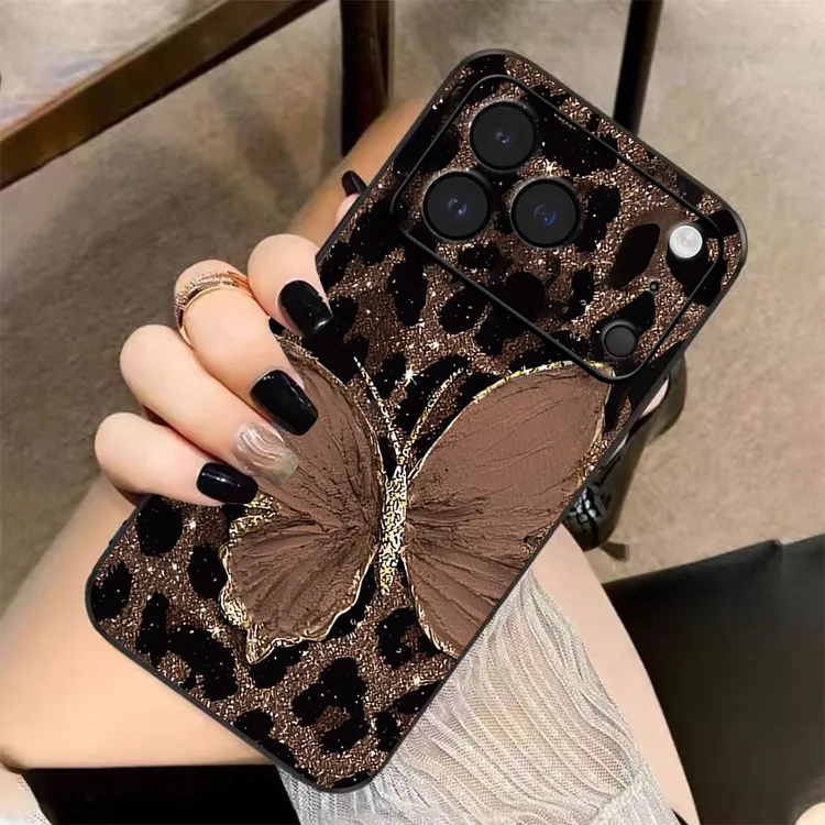 美拉德豹纹蝴蝶适用苹果17promax手机壳iphone16pro新款苹果15pro