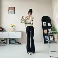 【卢大婷专属】秋冬高级感气质百搭显高显度喇叭裤垂感黑色休闲裤女