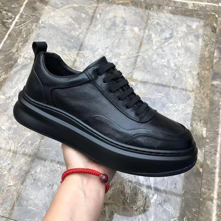 真皮男鞋秋冬新款时尚休闲厚底板鞋高端牛皮透气舒适轻便皮鞋9052