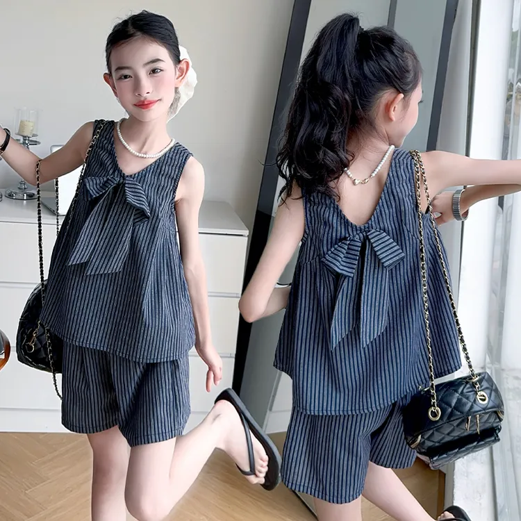 女童无袖套装2025夏季新款洋气大童设计感背心短裤两件套儿童夏装