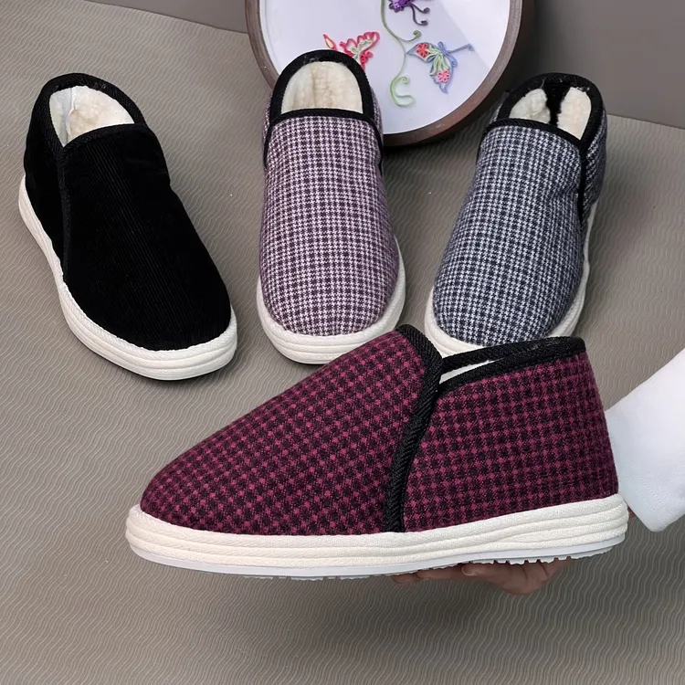 官网【锦绣布底棉鞋】冬季加厚绒保暖舒适一脚蹬平底百搭休闲棉鞋