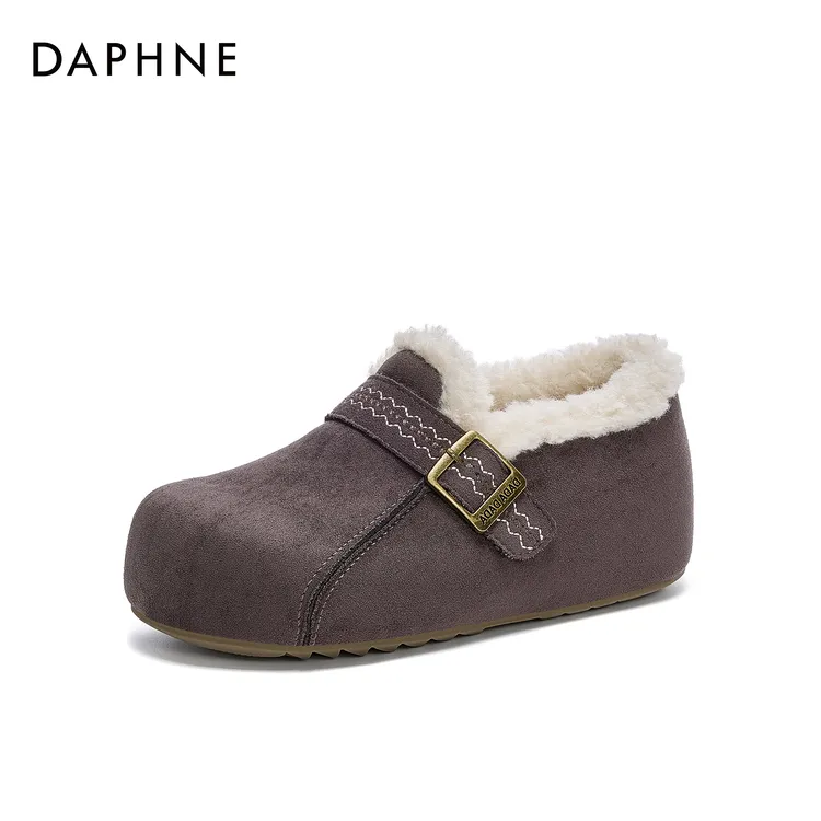 【宋茜代言】达芙妮勃肯防滑深口圆头厚底增高舒适保暖一脚蹬休闲鞋