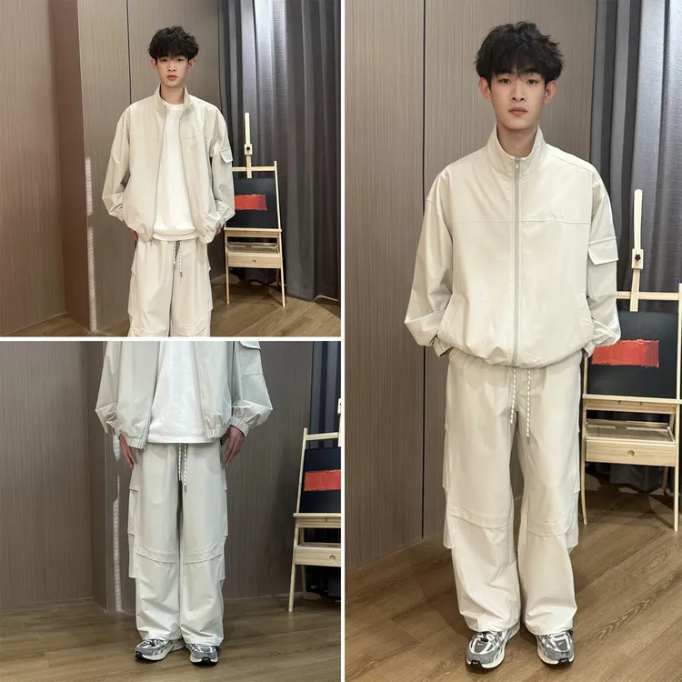 MANRE SHOW春夏休闲运动套装男潮流百搭薄款上衣裤子宽松时尚套装