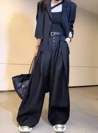 邓蕾婷【摩登女主】秋季上新高级感洋气设计高腰显瘦百搭直筒阔腿裤