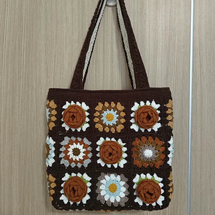 纯手工钩织山茶花包包，送家人送闺蜜礼物，手工包，单肩手作编织