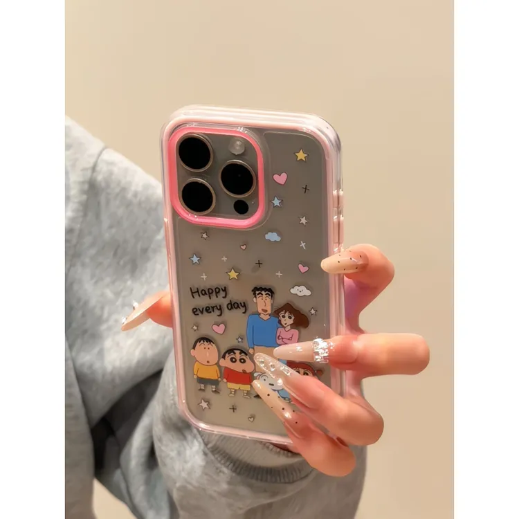 蜡笔小新家族适用于苹果17pm三合一炫彩16pr华为小米17手机壳爆款