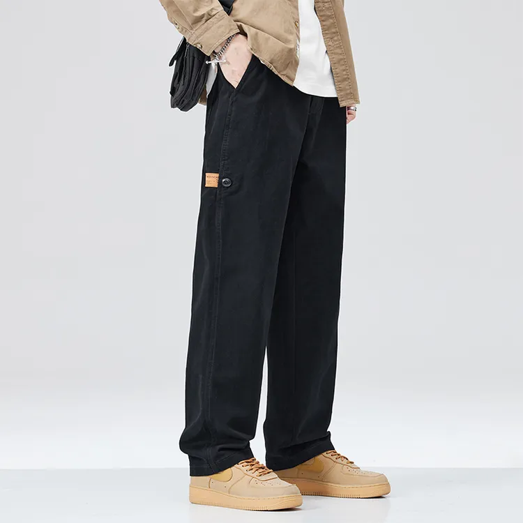 美式复古直筒工装裤子男2025新款秋冬宽松阔腿长裤运动大码休闲裤