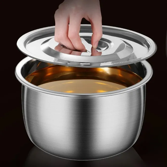 食品级304不锈钢油盆带盖家用猪油盆厨房油缸装油罐子料调料盆