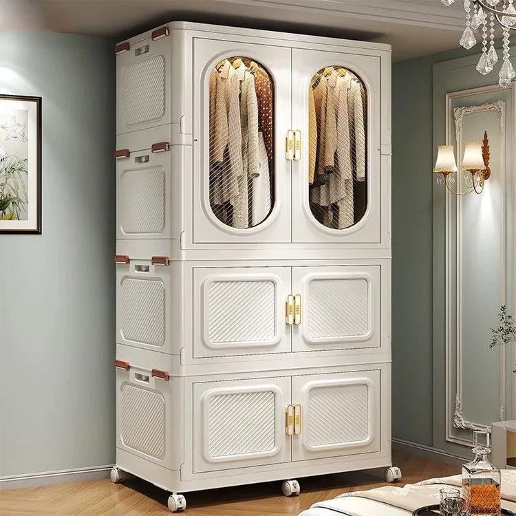 【静音轮移动】折叠收纳柜免安装加厚大容量衣柜出租屋开门式宝宝