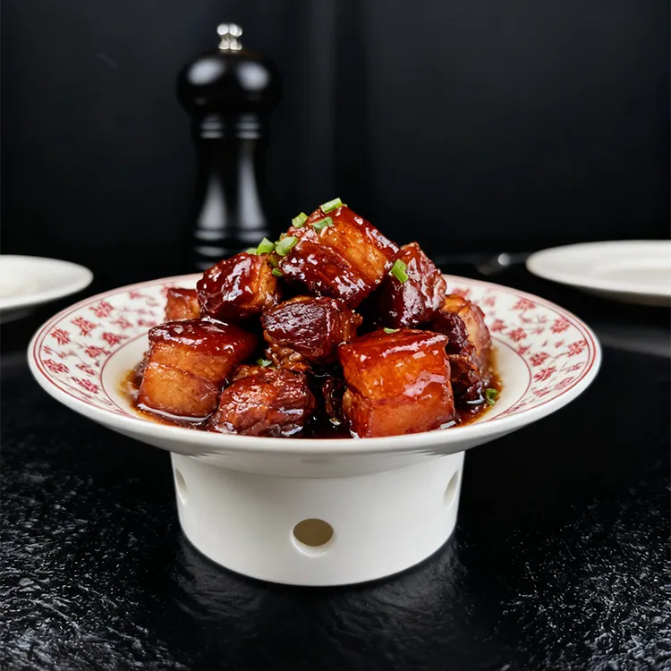 枫叶红祥凤保温明炉釉下彩欧式点心盘酒店中式珐琅彩瓷盘复古元素