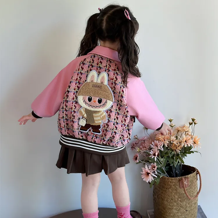 女童棒球服外套秋装2025新款儿童卡通拉布布皮衣夹克时髦女孩上衣
