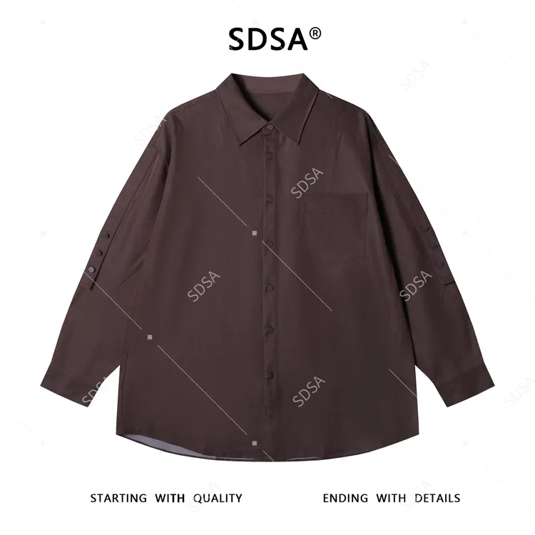 SDSA男士秋冬新款痞帅男装美拉德纽扣翻领长袖衬衫时尚百搭衬衣