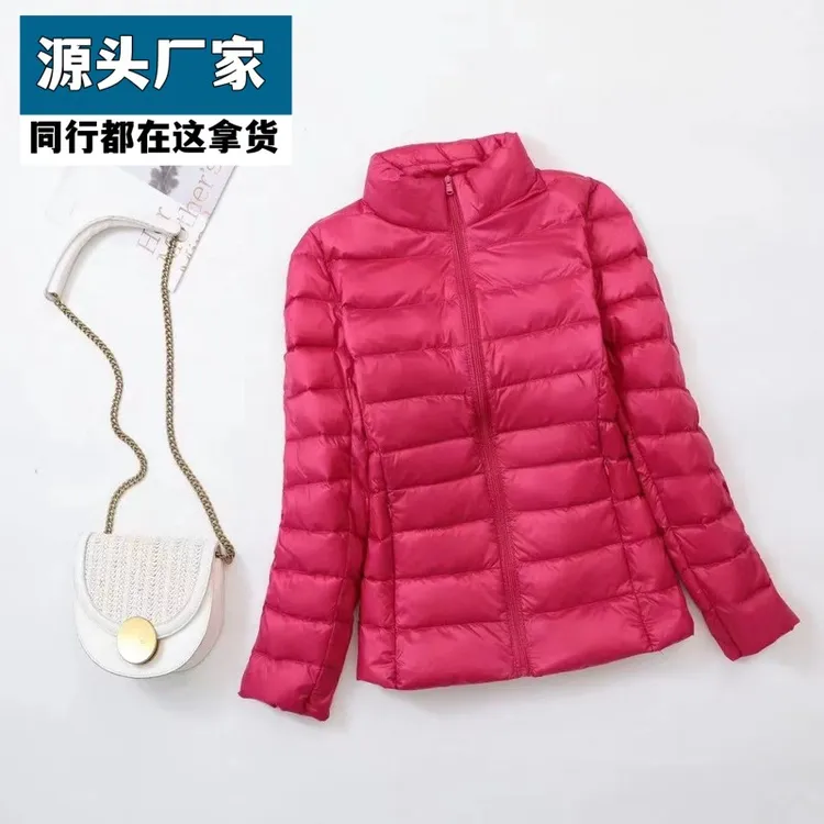 梵乐芬轻薄反季短款清仓羽绒服新款立领女款时尚鸭绒连帽大码外套