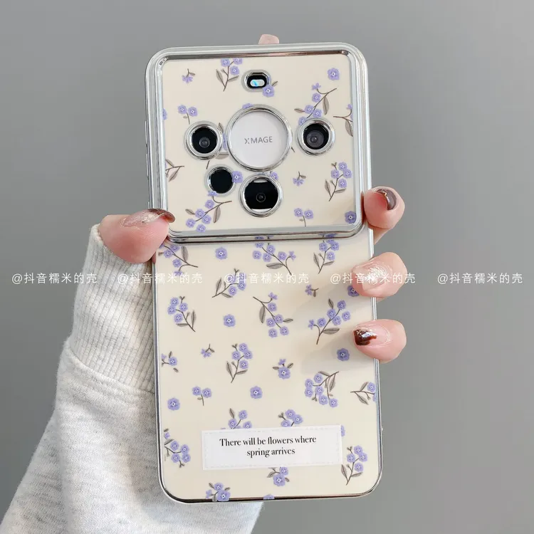 6D视窗适用华为mate70pro/60/50/40/30苹果17promax手机壳潮蓝花