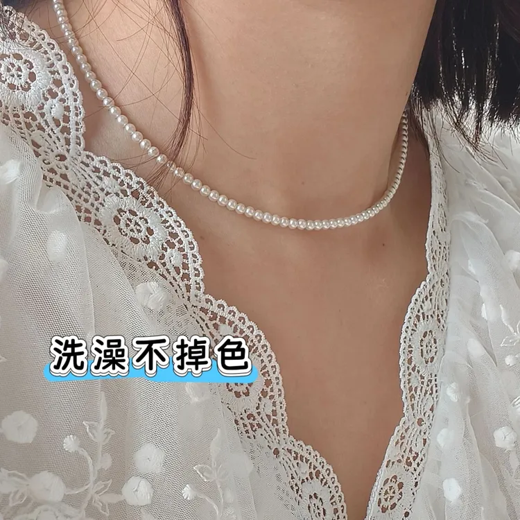 钛钢项链 不掉色3mm银色颈链小众素款可洗澡佩戴氛围感配饰明星同