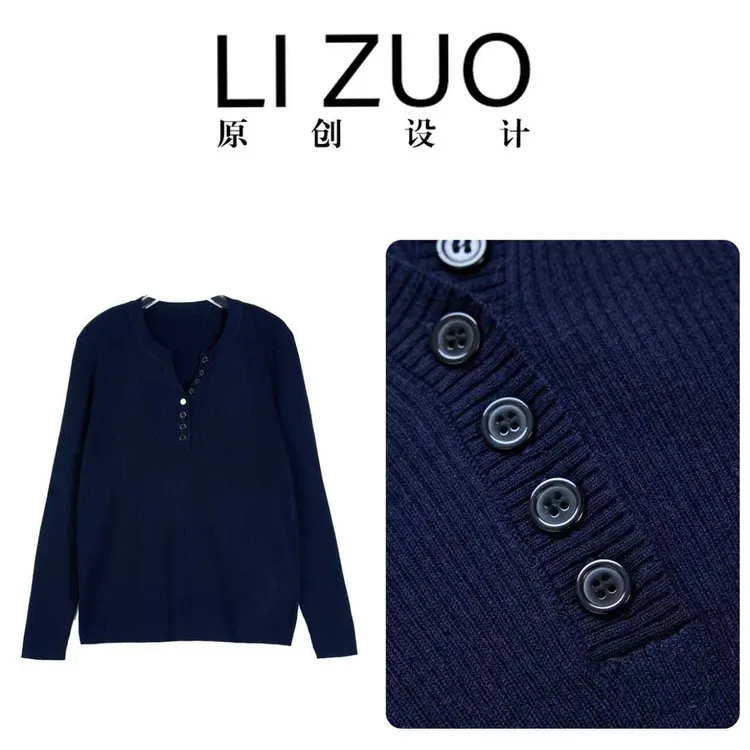 大码胖mm羊毛混纺时尚百搭半开领长袖打底上衣9899