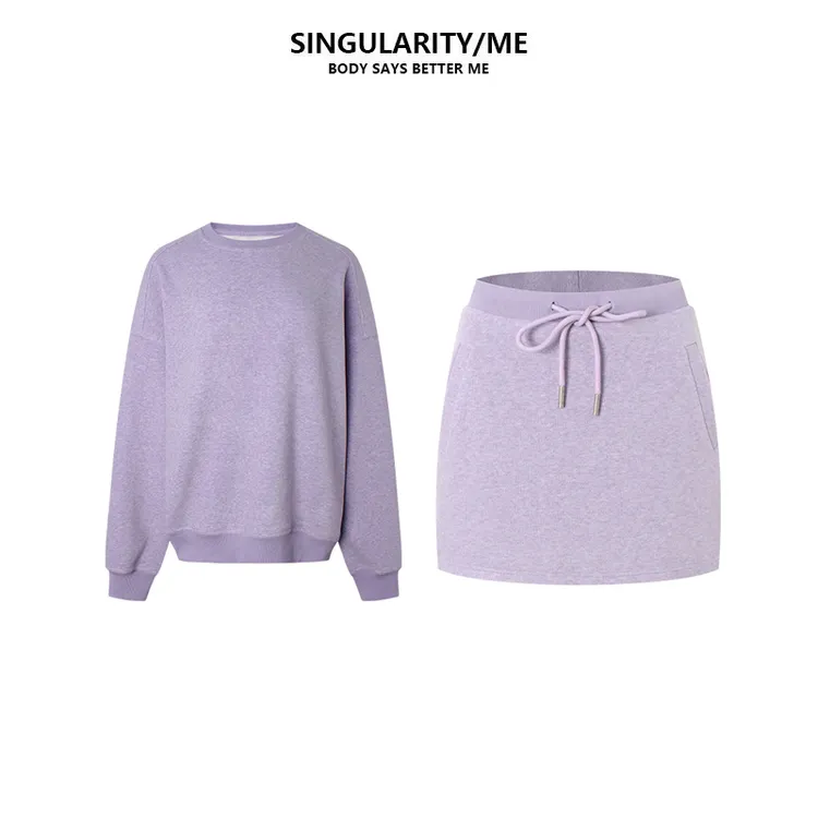 Singularity Me 11A 1042-1043 牛奶丝内里抓毛厚款卫衣短裙套装