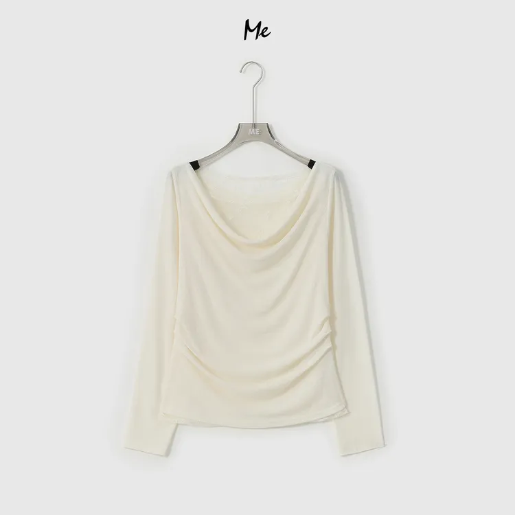 ME【浮花芭蕾衫】法式荡领蕾丝拼接显瘦百搭时尚内搭上衣MESA3295