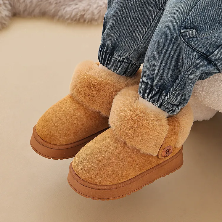 儿童棉鞋秋冬包跟女童保暖加绒外穿室内雪地靴中大童男孩亲子棉拖