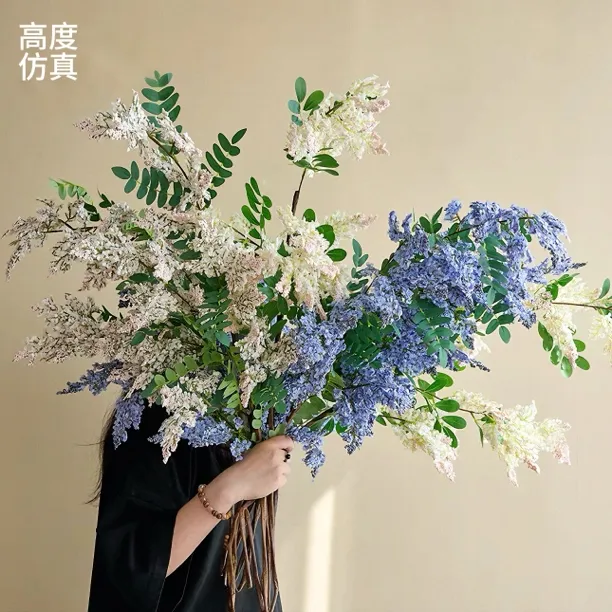高品质槐蕊真花高端复古客厅餐桌婚庆大枝花艺摆设