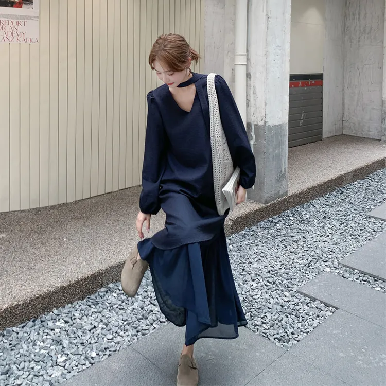 法式浪漫风连衣裙2025早秋新款优雅气质知性风复古氛围感显瘦裙子