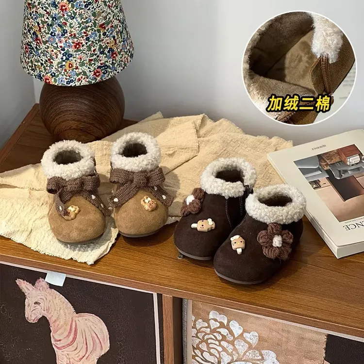 Gina宝宝雪地靴软底加厚学步鞋冬季男童加绒短靴婴儿棉鞋0955