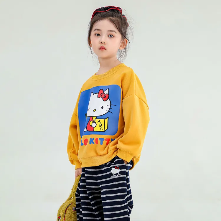 HELLO KITTY 女童秋季卫衣2025新款舒适时尚卡通套头女宝上衣潮童
