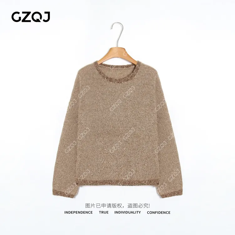 老琴私服【暖沙织星】 山羊绒绵羊毛羊驼毛圆领毛衣女秋冬7962