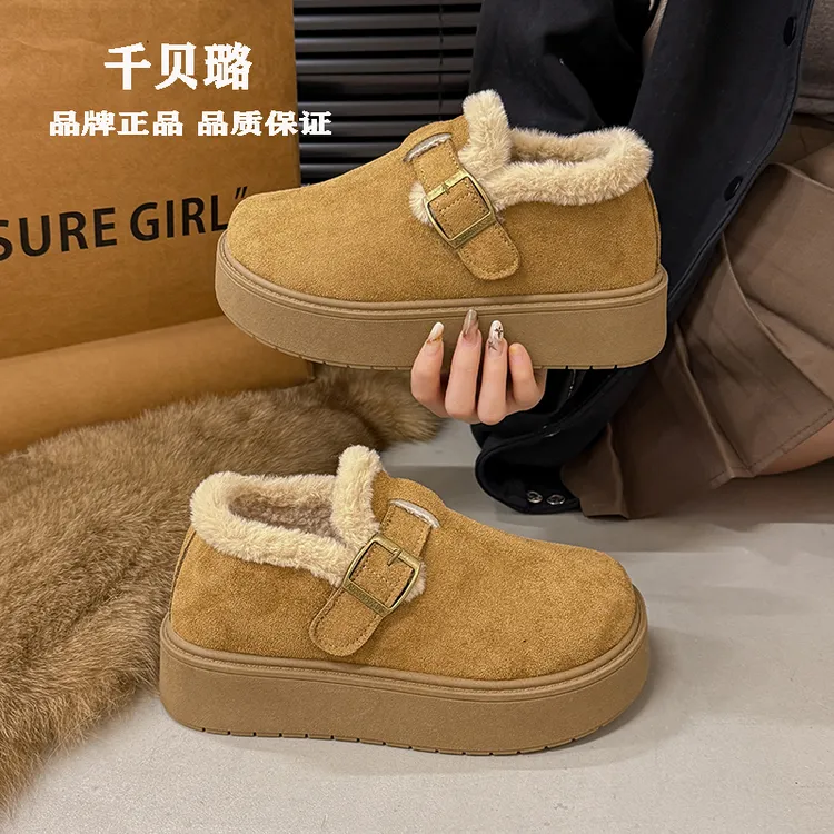 千贝璐厚底雪地靴女2025防滑冬季女鞋加绒加厚勃肯鞋百搭时尚女鞋